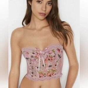 Victoria's Secret Dream Angels Lilac Floral Strapless Bustier Corset 34DD